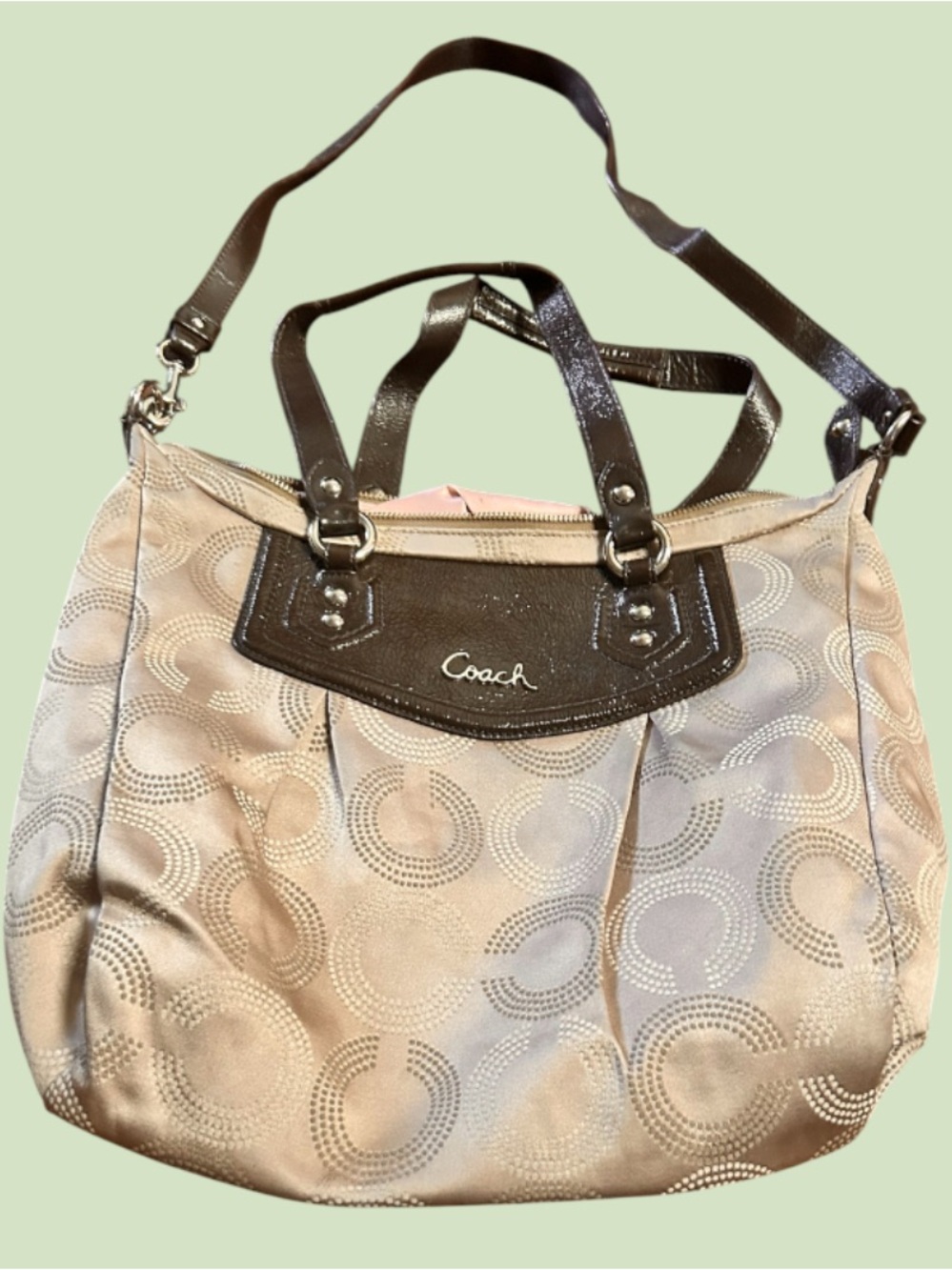 Coach "Ashley" Signature Purse With Long & Shorter Straps EUC- no hang tag
